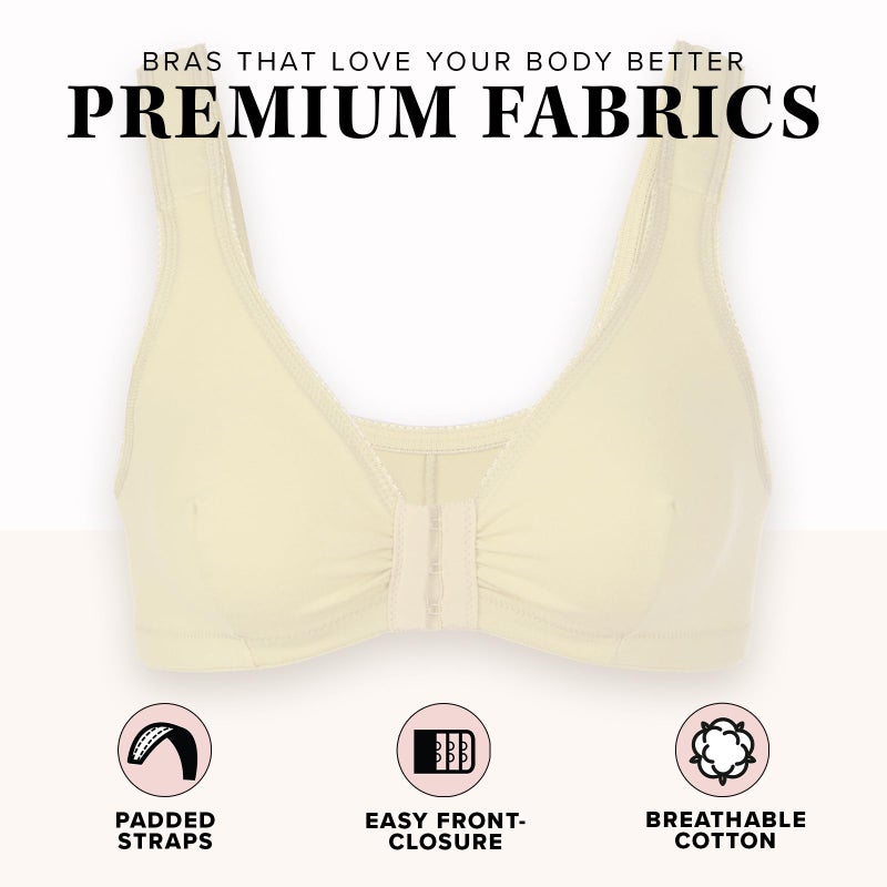 Leading Lady Women's Plus Size Bra Sleep Leisure Cotton, Ecru, 50 A/B - Image 4